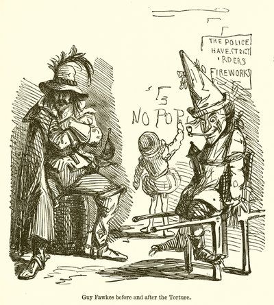 Guy Fawkes voor en na de Marteling door John Leech