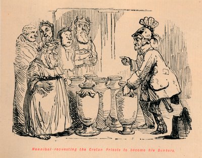 Hannibal vraagt de Kretenzische priesters om zijn bankiers te worden, 1852 door John Leech