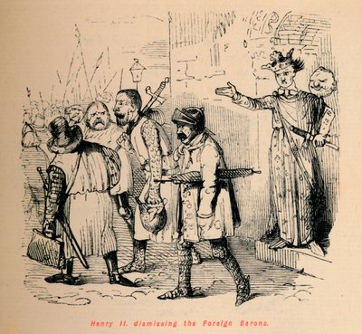 Hendrik II ontslaat de buitenlandse baronnen, c1860, c1860 door John Leech