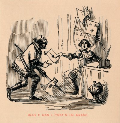 Hendrik V stuurt een vriend naar de Dauphin, ca. 1860 door John Leech