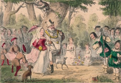 Hendrik de 8e en zijn koningin op een meiviering, 1850 door John Leech