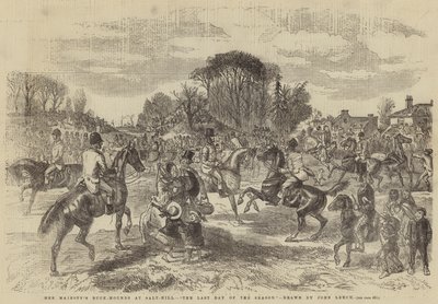 De Buck-Hounds van Hare Majesteit bij Salt-Hill, De Laatste Dag van het Seizoen door John Leech