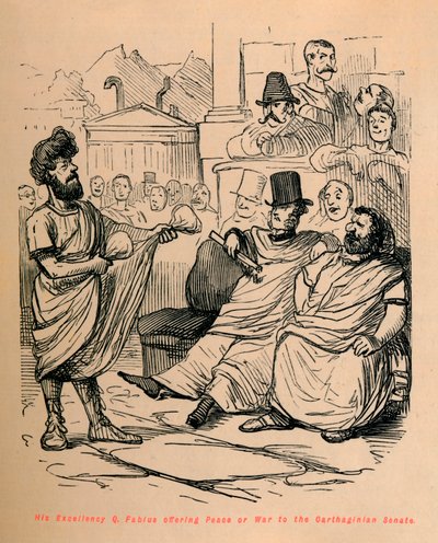 Zijne Excellentie Q. Fabius biedt Vrede of Oorlog aan de Carthaagse Senaat door John Leech