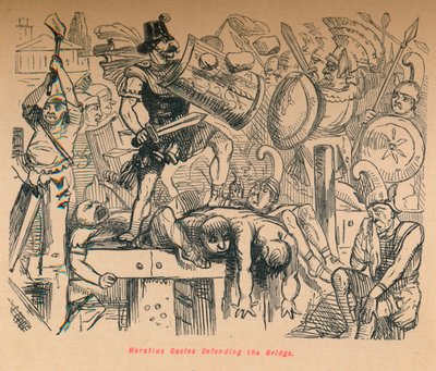 Horatius Cocles Verdedigt de Brug, 1852 door John Leech
