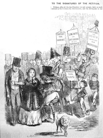 Hoe de Chartist optocht eruit had kunnen zien, 1848 door John Leech