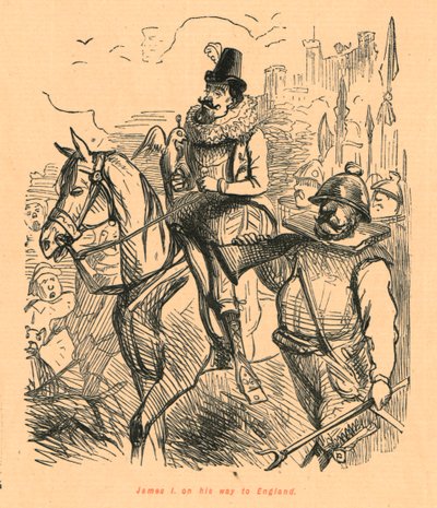 James I op weg naar Engeland, 1897 door John Leech
