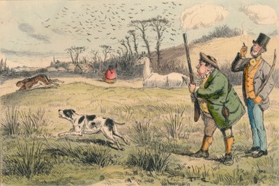 Mr. Jogglebury Crowdey met zijn hond en zijn geweer, c1860s door John Leech