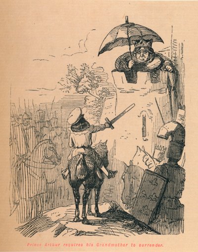 Prins Arthur vraagt zijn grootmoeder om overgave, ca. 1860 door John Leech