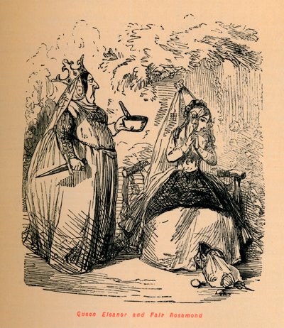 Koningin Eleanor en Schone Rosamond, ca. 1860 door John Leech
