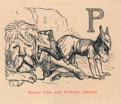 Romeinse leeuw en Faleriaanse ezel, 1852 door John Leech
