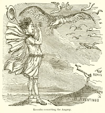 Romulus Raadpleegt de Auguren door John Leech