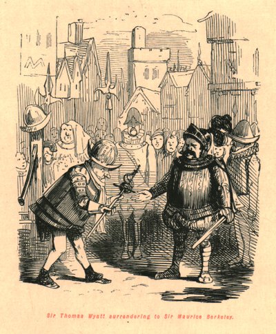 Sir Thomas Wyatt geeft zich over aan Sir Maurice Berkeley, 1897 door John Leech