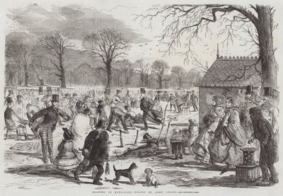 Schaatsen in Hyde-Park door John Leech