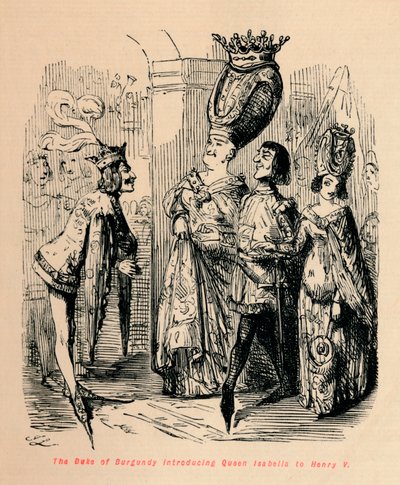 De hertog van Bourgondië introduceert koningin Isabella aan Hendrik V, c1860 door John Leech