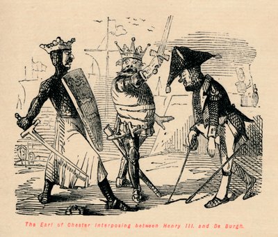 De graaf van Chester die tussenbeide komt tussen Hendrik III en De Burgh, c1860 door John Leech