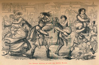 De Romeinen lopen weg met de Sabijnse vrouwen, 1852 door John Leech