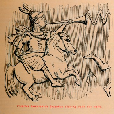 Tiberius Sempronius Gracchus blaast de muren omver, 1852 door John Leech