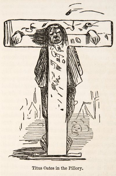 Titus Oates in de schandpaal, uit The Comic History of England, gepubliceerd 1864 door John Leech