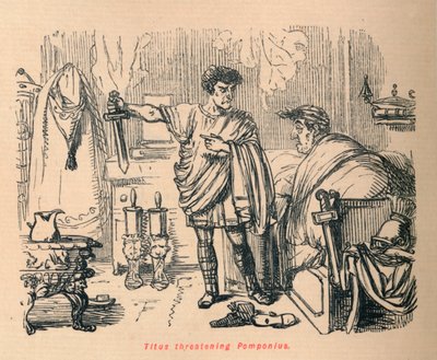 Titus bedreigt Pomponius, 1852 door John Leech