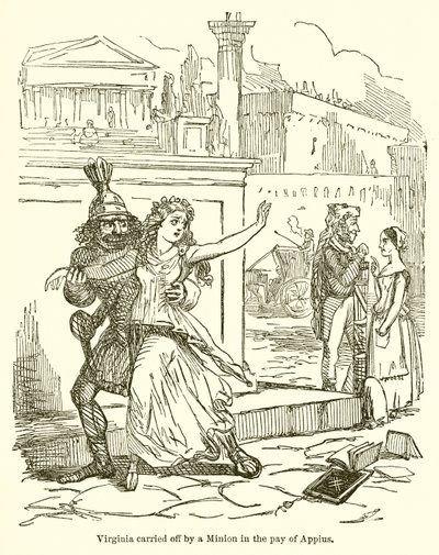 Virginia weggerukt door een Minion in de Dienst van Appius door John Leech