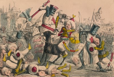 Verschrikkelijk gevecht tussen Richard Leeuwenhart en Saladin, 1850 door John Leech and Gilbert Abbott A Beckett