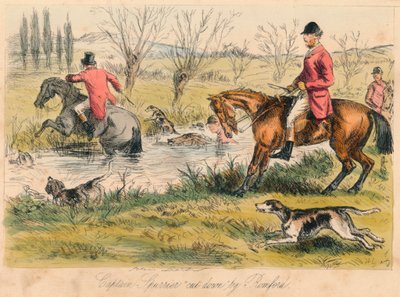 Kapitein Spurrier neergehaald door Romford, 1865 door John Leech and Hablot Knight Browne