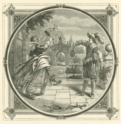 Liefde, zoals een bal, moet teruggegooid worden (gravure) door John Leighton