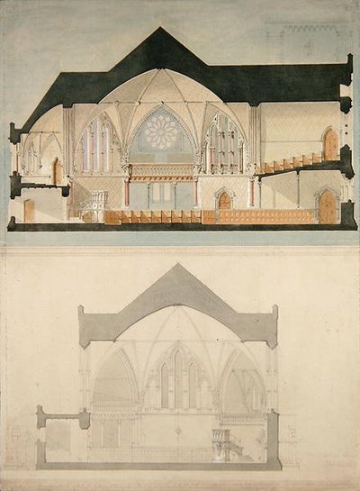 Zijaanzicht van Trinity College Church, Edinburgh door John Lessels