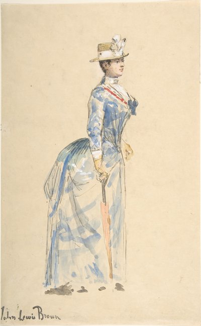 Vrouw Gekleed in Blauw, 19e eeuw door John Lewis Brown