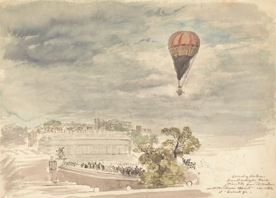 Opstijging van de ballon vanuit Burlington House, Piccadilly, vanuit het raam bij de heer B. Palmer door John Linnell