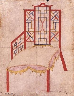 Ontwerp voor Chinoiserie stoel, ca. 1753 door John Linnell