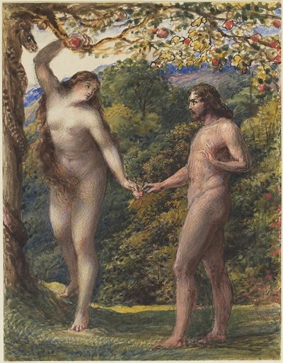 Eva biedt de verboden vrucht aan Adam aan, 1830-35 door John Linnell