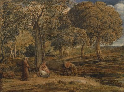 Landschap met Familie Groep, Mogelijk De Rust op de Vlucht naar Egypte door John Linnell