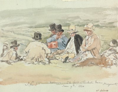 Maaiers in het veld in Porchester Terrace, Bayswater, 9 juni 1830 door John Linnell