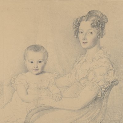 Portret van een moeder en kind, 1823 door John Linnell