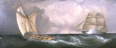 Een Franse Kotter Passeert een Britse Fregat door John Lynn