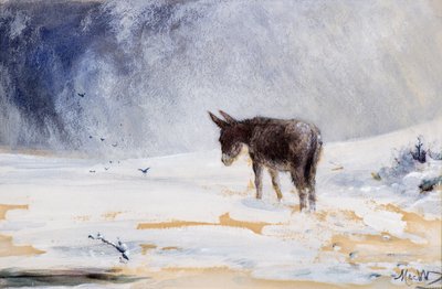 Ezel in de sneeuw door John MacWhirter