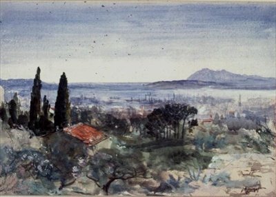 Uitzicht op de Haven van Toulon door John MacWhirter