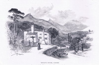 Het huis van Titiaan, Cadore, uit The Magazine of Art 1893, Cassell and Company door John MacWhirter