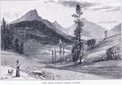 Uitzicht vanaf Titiaans huis, uit The Magazine of Art 1893, Cassell and Company door John MacWhirter