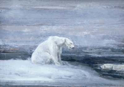 IJsberen kijken naar zeehonden bij een ijsgat door John Macallan Swan