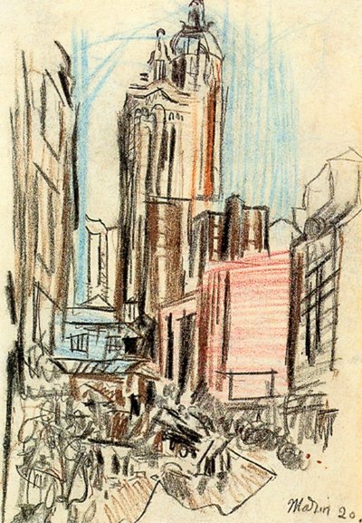 New York, een schets door John Marin