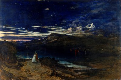Arthur en Aegle in de Gelukkige Vallei, 1849 door John Martin