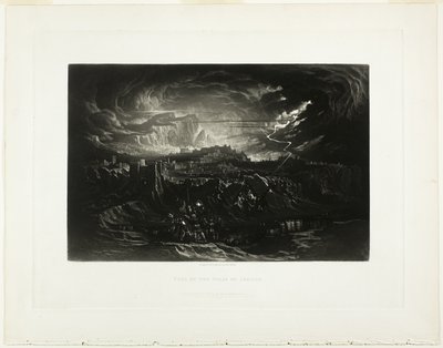 Val van de Muren van Jericho, uit Illustraties van de Bijbel door John Martin