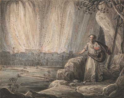 Lot vlucht uit Sodom door John Martin