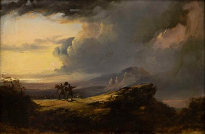 Macbeth en Banquo ontmoeten de drie heksen door John Martin