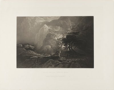 Mozes en de Brandende Braamstruik, uit Illustraties van de Bijbel door John Martin