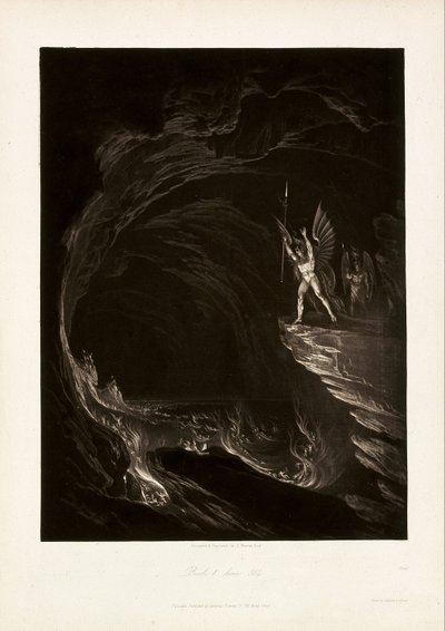 Satan roept de gevallen engelen op, Boek 1, regel 314, uit John Milton, Paradise Lost door John Martin