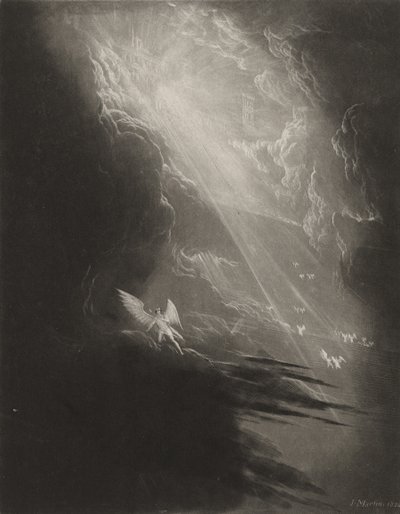 Satan bekijkt de opgang naar de hemel door John Martin