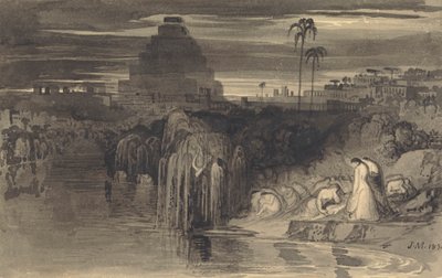 De Dochters van Jeruzalem Huilend bij de Wateren van Babylon door John Martin